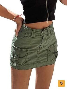 Unknown Cargo Mini Skirt Olive Green